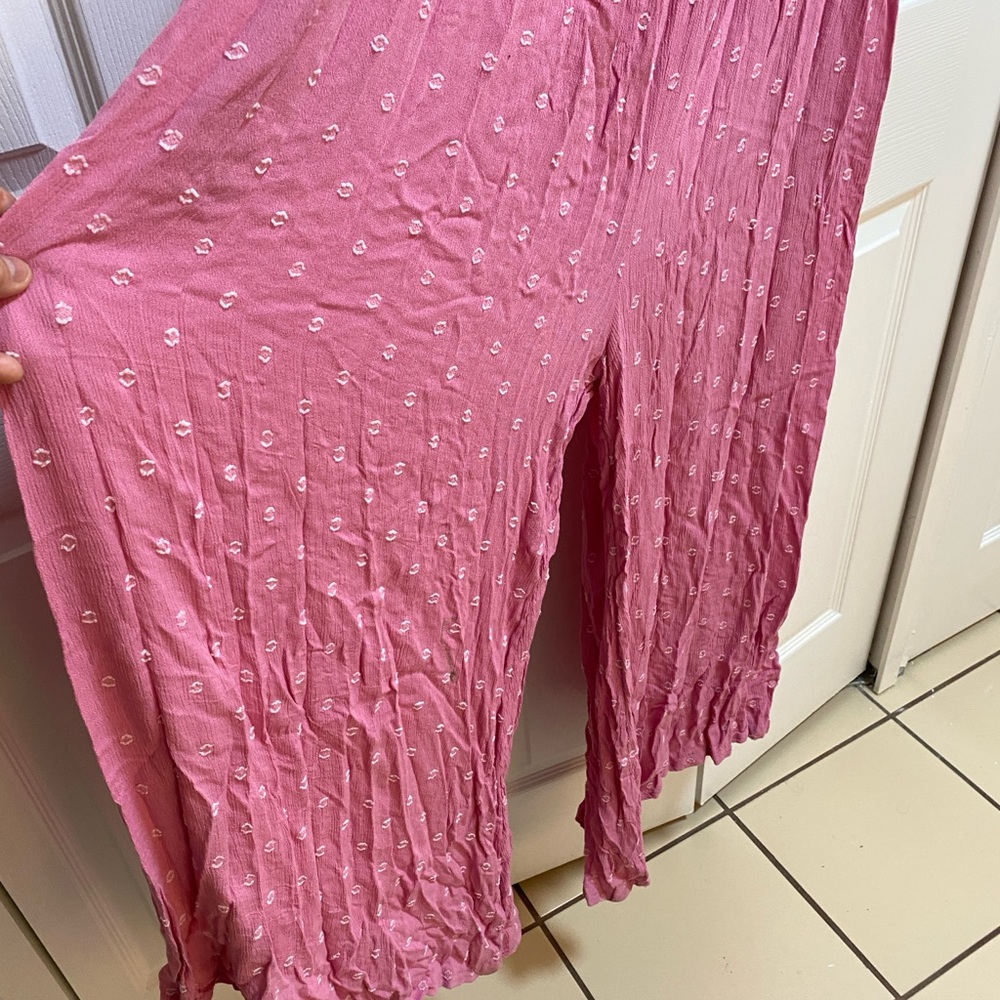 Free People Romper Pink/Rose with Puff Sleeves - Picture 7 of 16
